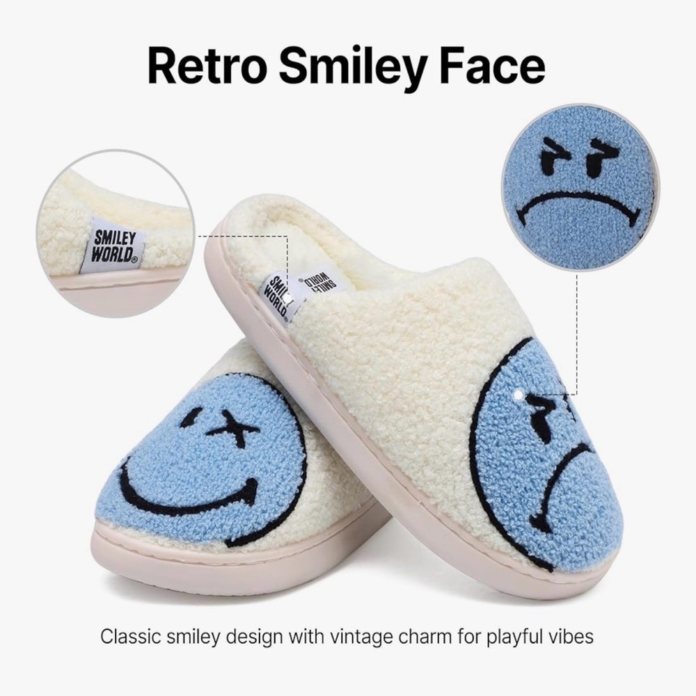 Retro Smiley Face Slippers